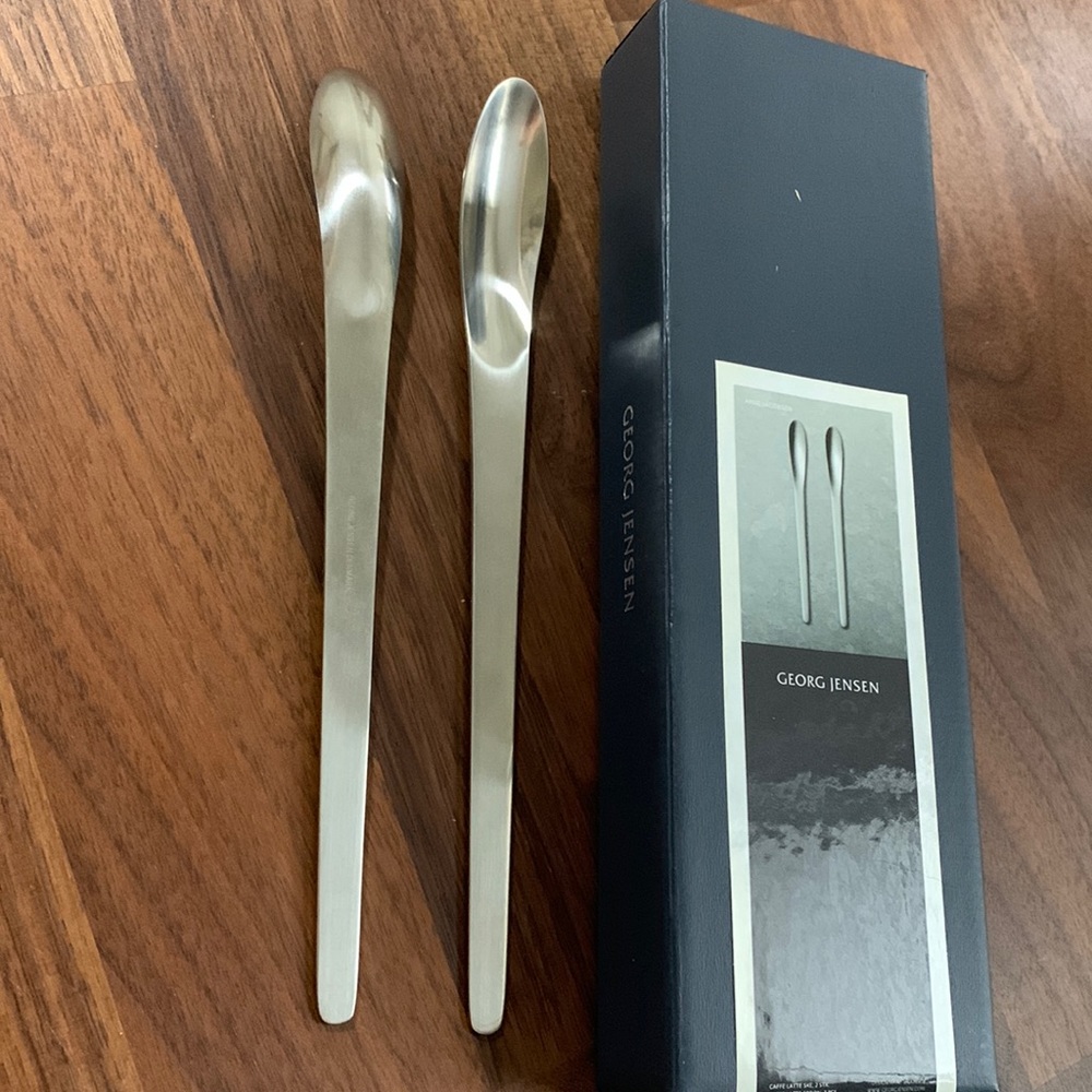 George Jensen / Arne Jacobsen Caffe Latte 2 spoon gift set (Made in Denmark)